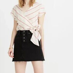 Madewell Rigid Denim A-Line Raw Hem Black Skirt